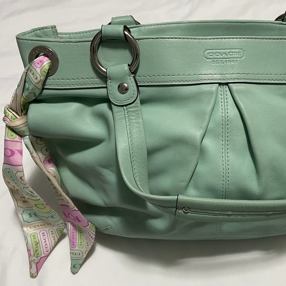 RARE Coach Kyra Mint Leather Shoulder Bag G0982-F13556
